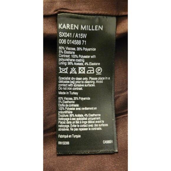 Karen Millen Leather Look Ponte Roma Pencil Skirt in Red Sz 4 Coated Knee Length - Picture 7 of 10